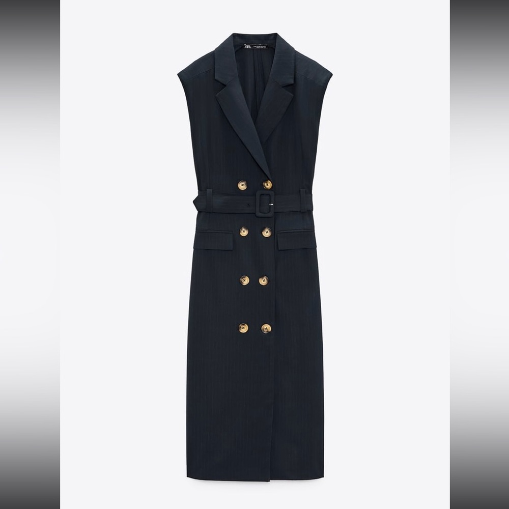 ZARA PINSTRIPE TRENCH DRESS SIZE S